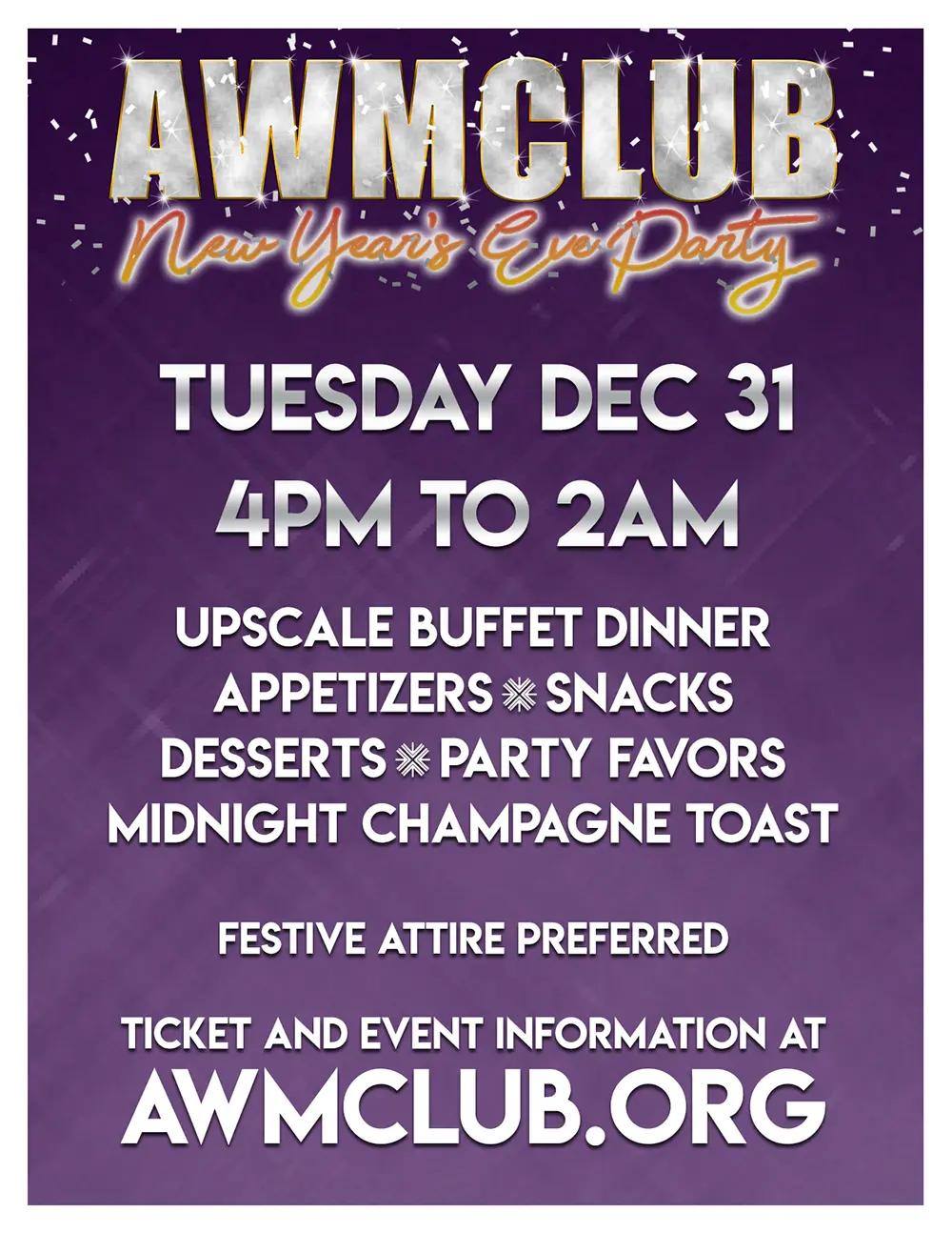 Flyer for New Years Eve party