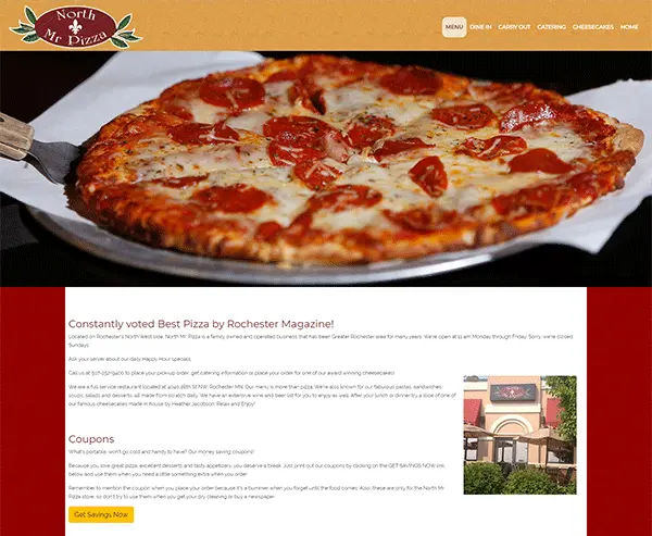 North Mr. Pizza website design