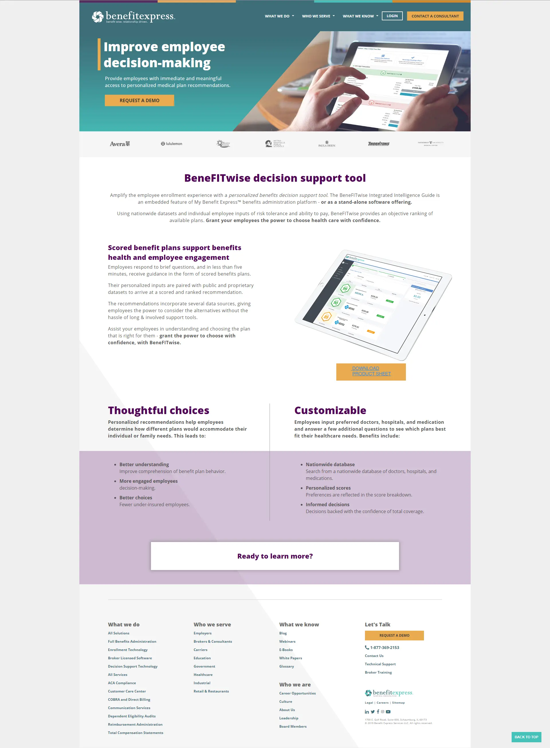 Screenshot 4 of website for Benefit Express corporate website