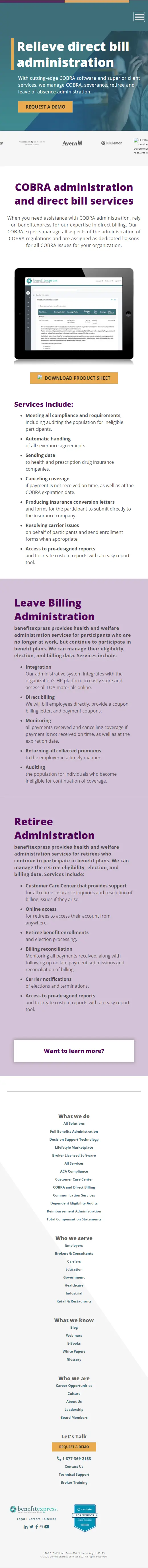 Screenshot 8 of website for Benefit Express corporate website