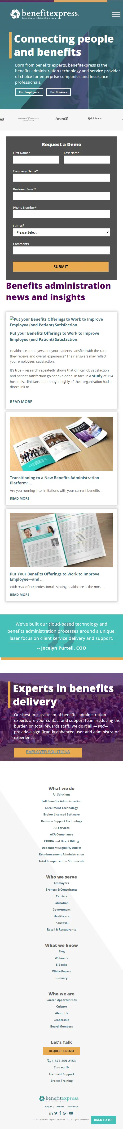 Screenshot 7 of website for Benefit Express corporate website