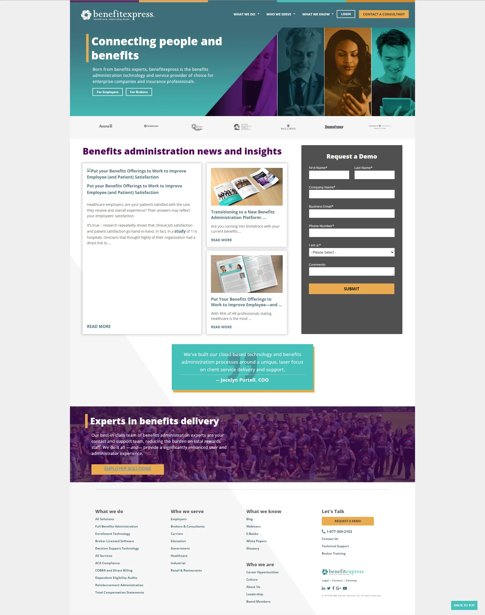 Screenshot 1 of website for Benefit Express corporate website