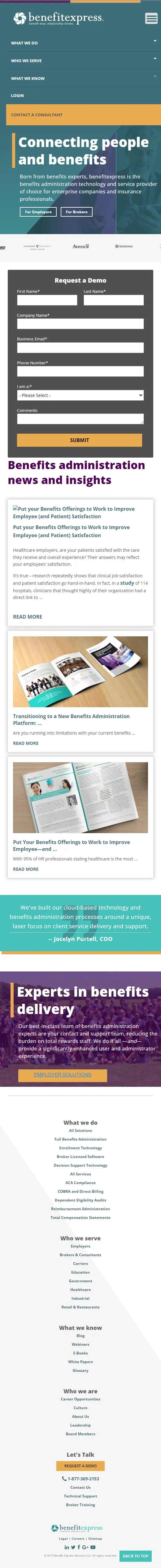 Screenshot 12 of website for Benefit Express corporate website