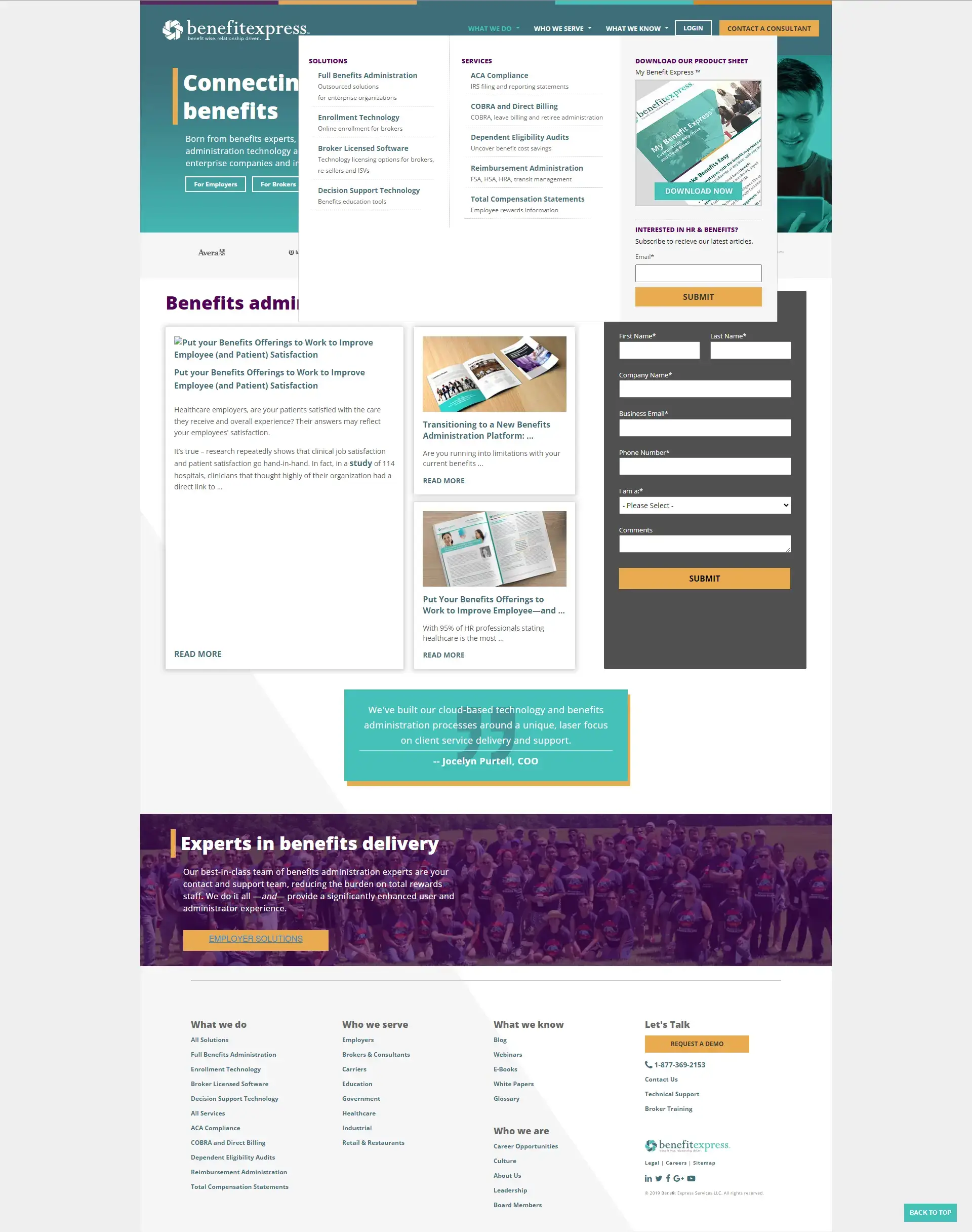 Screenshot 6 of website for Benefit Express corporate website