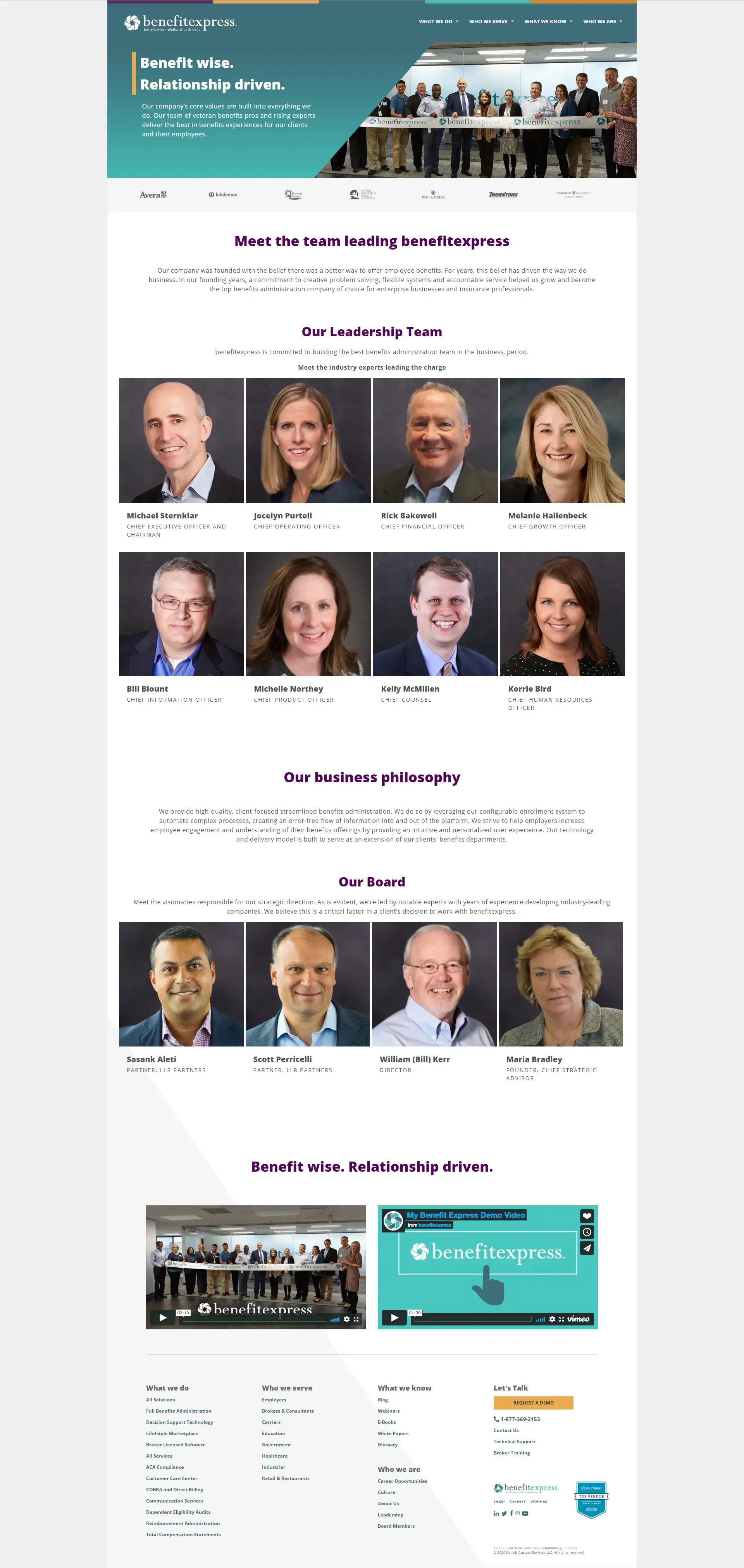 Screenshot 3 of website for Benefit Express corporate website
