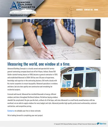 Screenshot 1 of website for Adavanced Building Concepts
