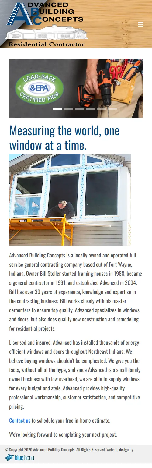 Screenshot 3 of website for Adavanced Building Concepts