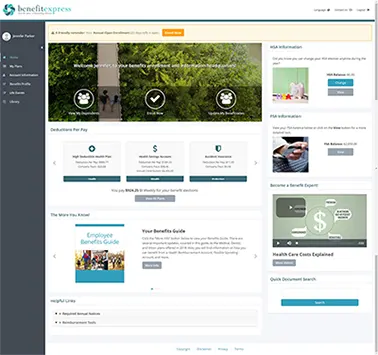 Screenshot 1 of website for My Benefit Express SaaS product