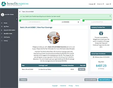 Screenshot 3 of website for My Benefit Express SaaS product