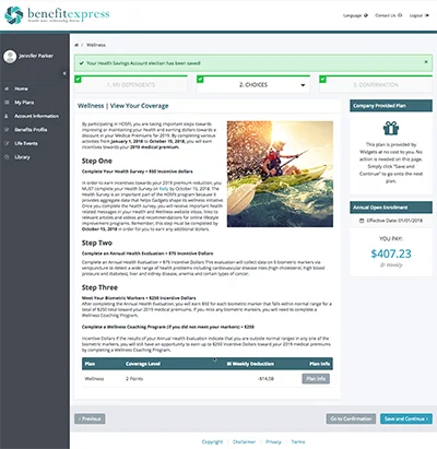 Screenshot 4 of website for My Benefit Express SaaS product