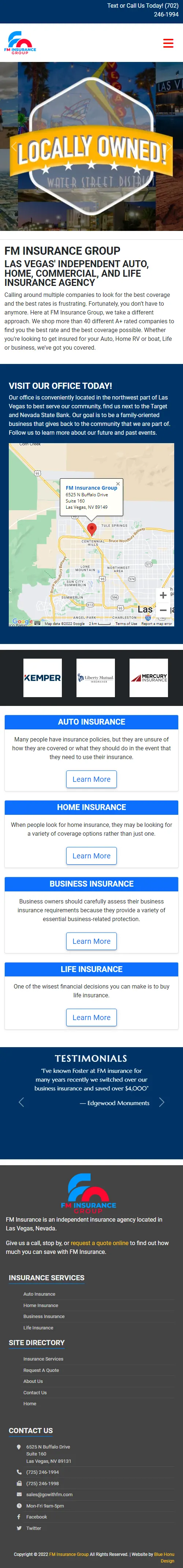 Screenshot 4 of website for FM Insurance