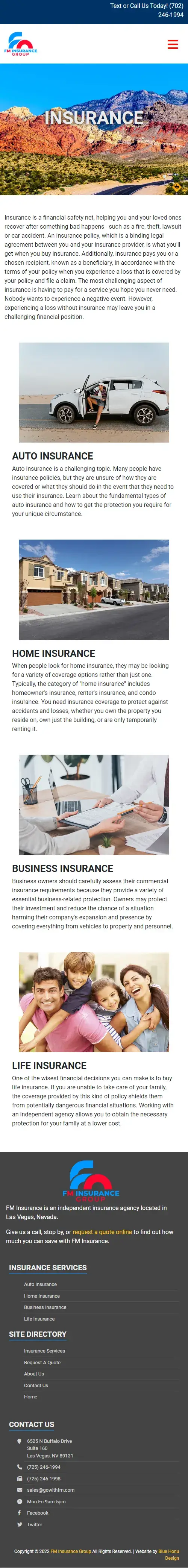 Screenshot 5 of website for FM Insurance