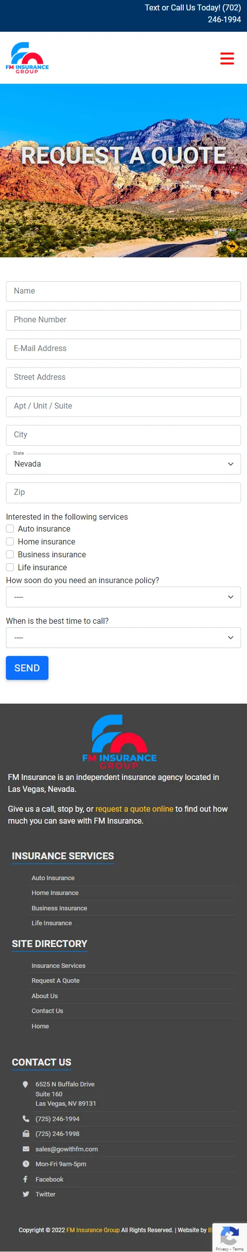 Screenshot 6 of website for FM Insurance