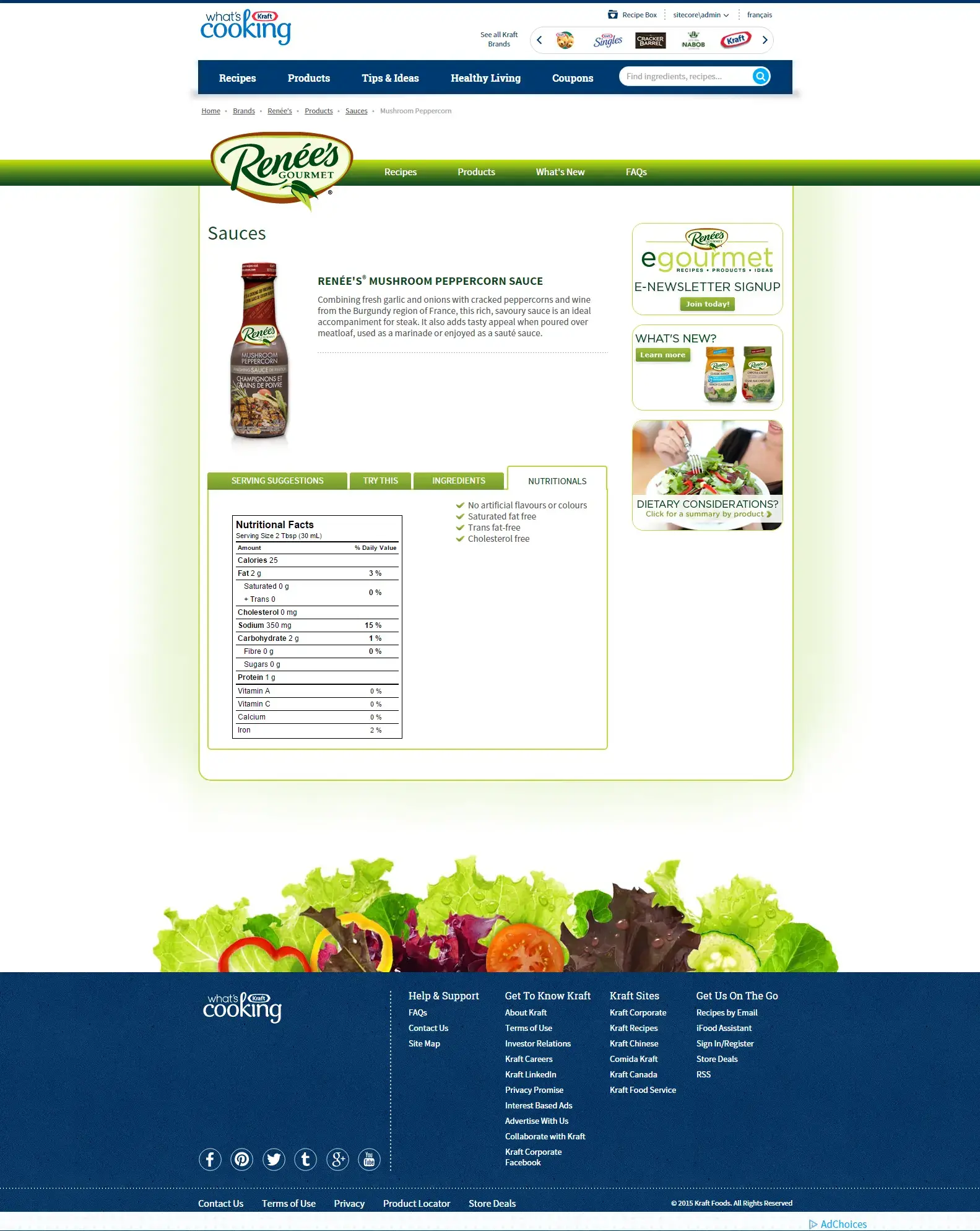 Screenshot 2 of website for Kraft-Heinz