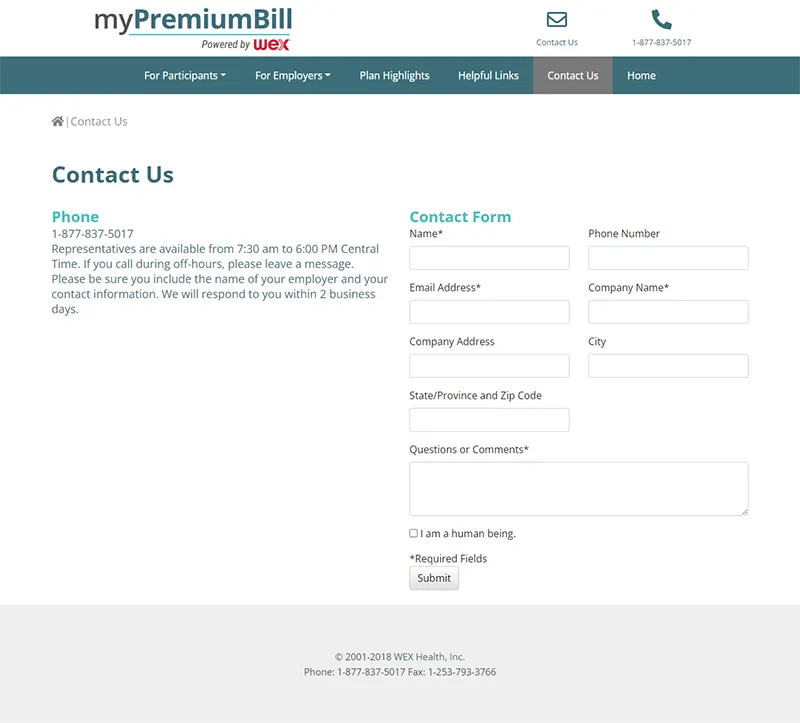 Screenshot 3 of website for My Premium Bill
