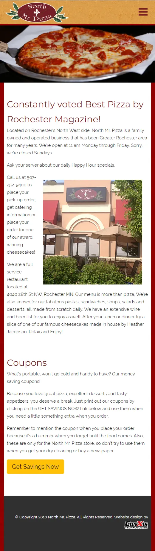 Screenshot 3 of the website for North Mr. Pizza