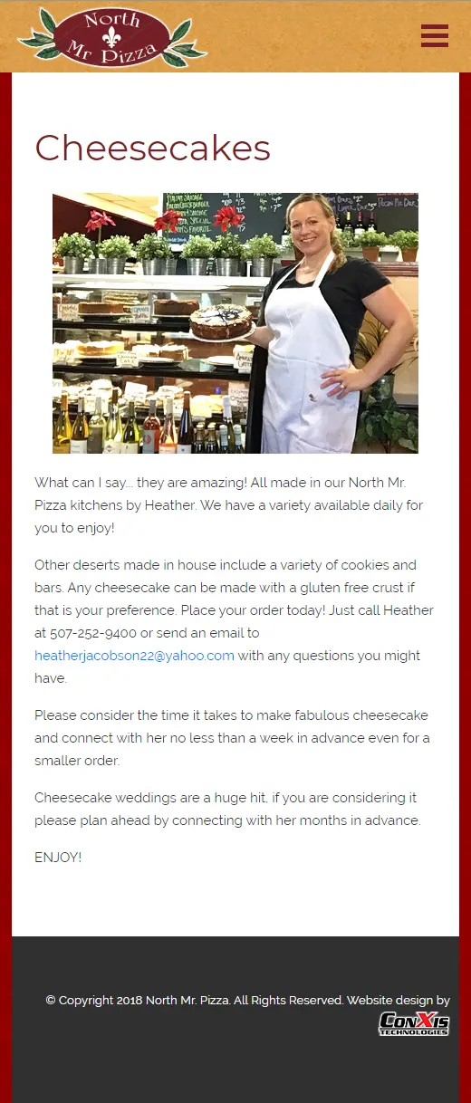 Screenshot 4 of the website for North Mr. Pizza