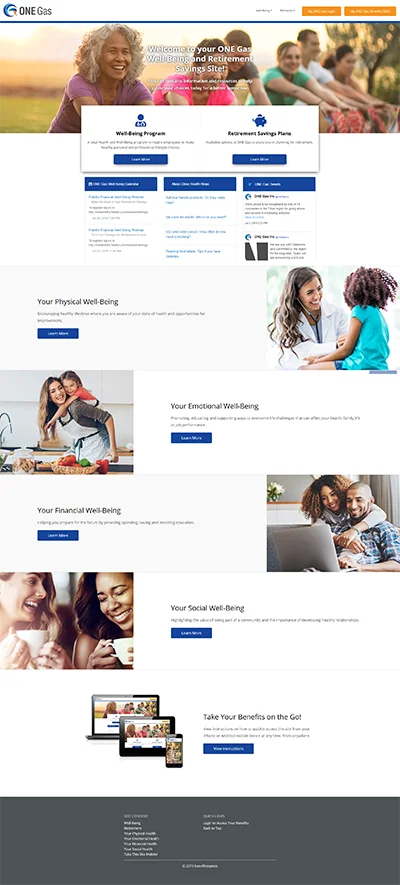 Screenshot 1 of the benefit website for OneGas