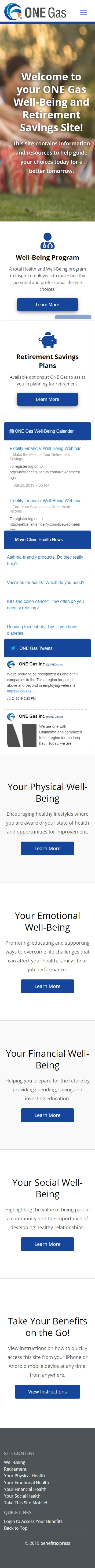 Screenshot 2 of the benefit website for OneGas