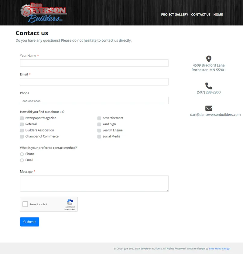 Screenshot 3 of the website for Dan Severson Builders